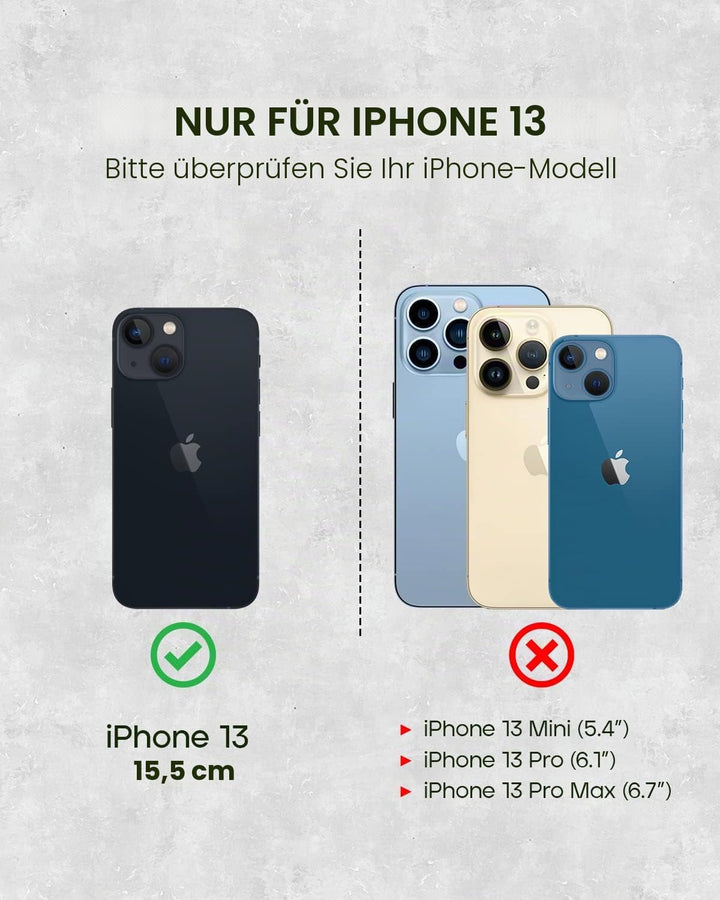 Porter Riley - Lederhülle für iPhone 13 (6.1"). Premium Echtleder Standhülle/Ledertasche/Brieftasche