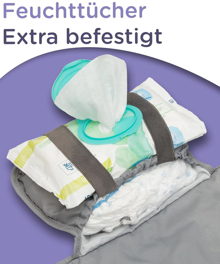 Jubi® Wickelauflage Grau aus Biobaumwolle und ÖkoTex Polyester - Wickelunterlage für unterwegs mit P