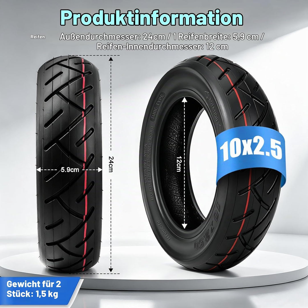 60/70-6.5 Schlauchlose Reifen 10 Zoll Reifen Tubeless für Ninebot Max G30/ G30D 2 / G30E 2 / G30P /