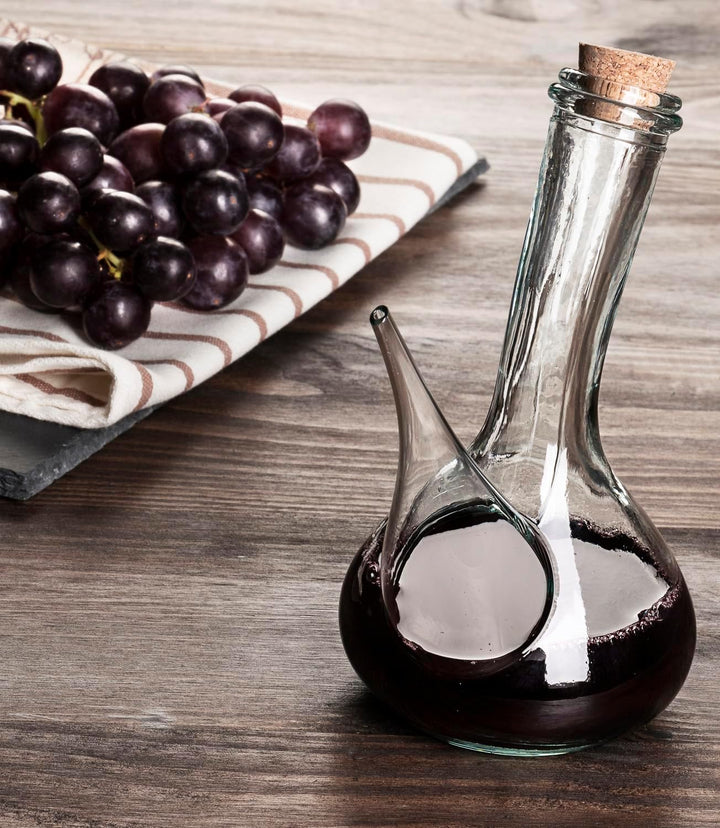Artisan Glas Weinkrug. 2 Weinausgiesser aus Glas 250 ml. Kristall porron. weinausschenker spender de