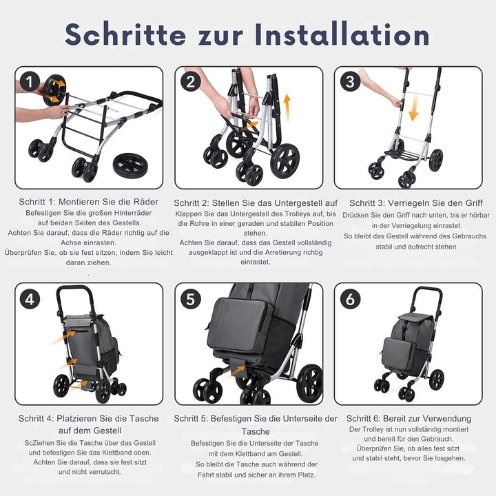 Packaway Einkaufstrolley mit 4 Rädern – Deluxe Einkaufswagen mit Kühlfach &amp; verstellbarem Griff – 60