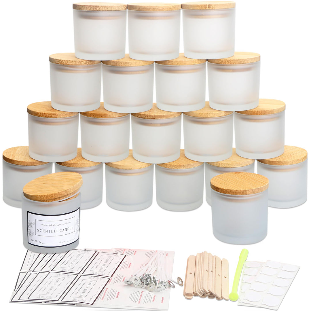 MILIVIXAY 20 Stück 118 ml Milchglas-Kerzengläser mit Deckel und Kerzenherstellungs-Kits – Grosspacku