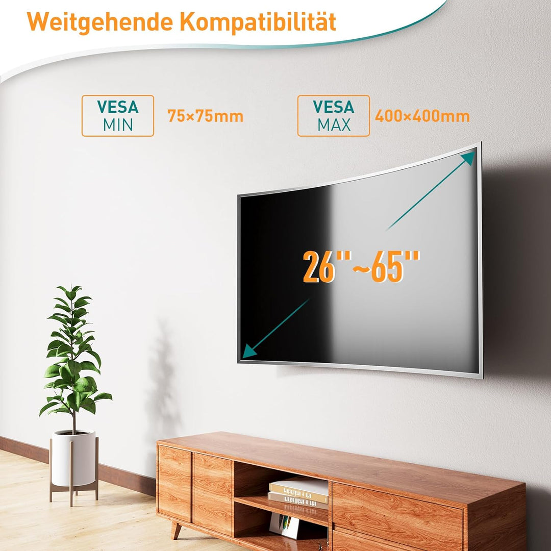 ELIVED Schwenkbare TV Wandhalterung für 26-65 Zoll Flach&Curved Fernseher oder Monitor bis zu 40kg,