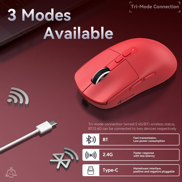 ATTACK SHARK X6 49g Superlight Mouse with Magnetic Charging Dock, PixArt PAW3395 Gaming Sensor, BT/2