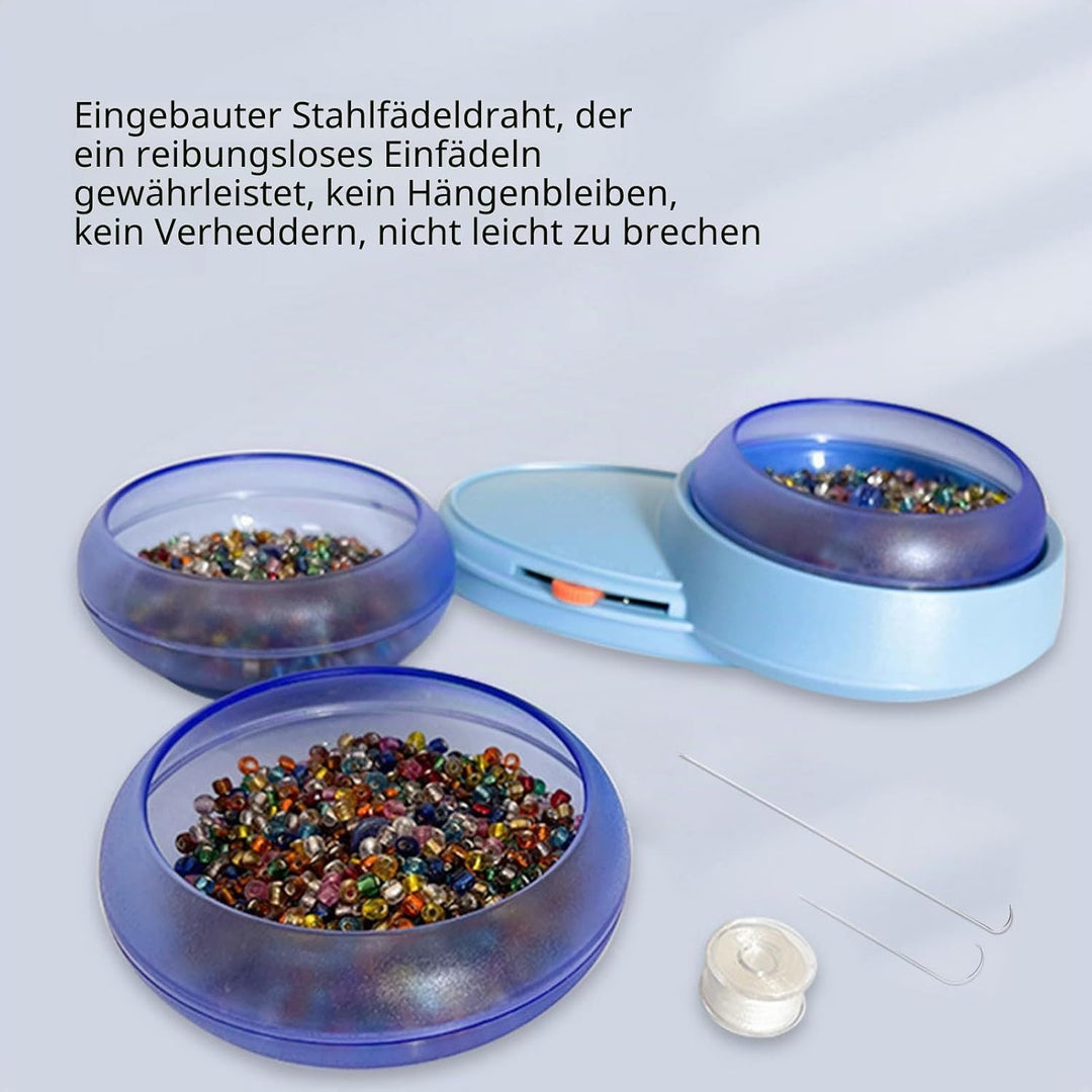 Perlenspinner, Spin Beading Bowl Loader mit 2 Stück Gebogenen Nadeln mit Grossem Auge, Batteriebetri