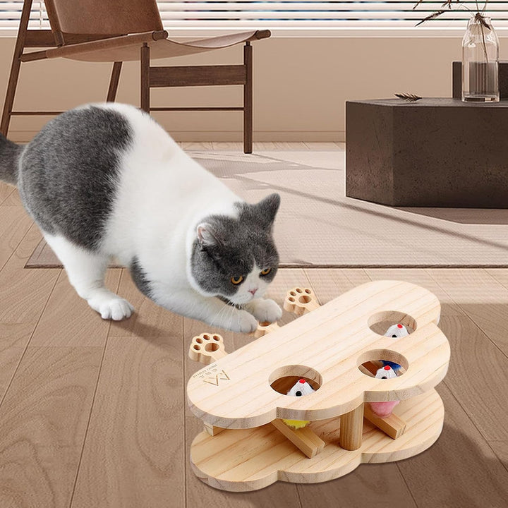 Generisch Cat Scratching Mole Whack Toy, Wooden Game Scratcher Board, 11.02x8.27 Inches Interactive