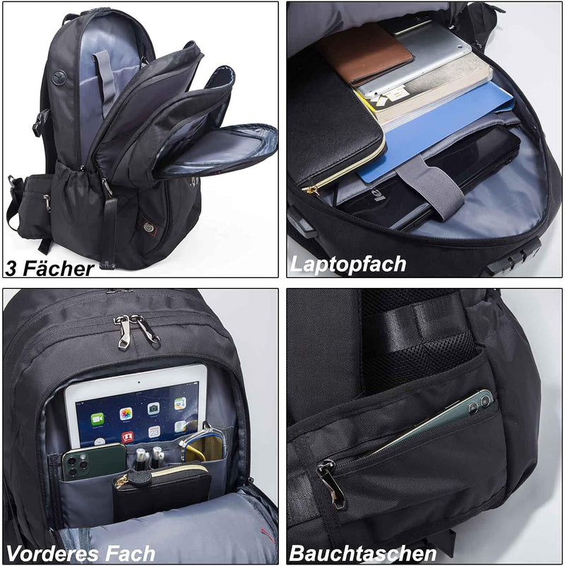 Vmokki Laptop Rucksack 17,3 Zoll Arbeitsrucksack Anti Diebstahl Wasserdicht Gross Ergonomisch Hüftgu