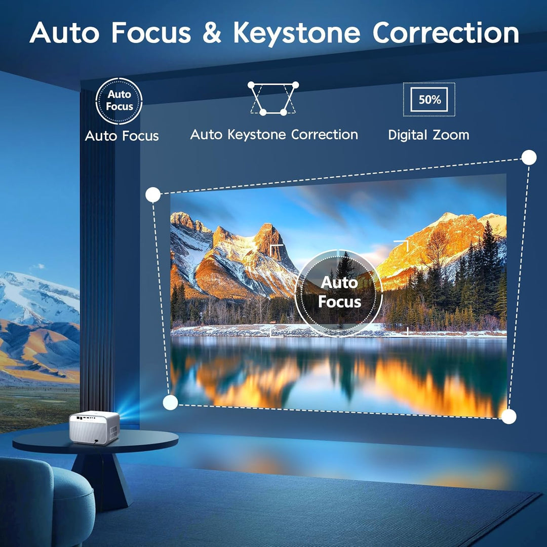 Beamer 4K VGKE, Autofokus/Trapezkorrektur 700ANSI Lumens WiFi 6 Bluetooth Tragbarer Projektor, FHD N