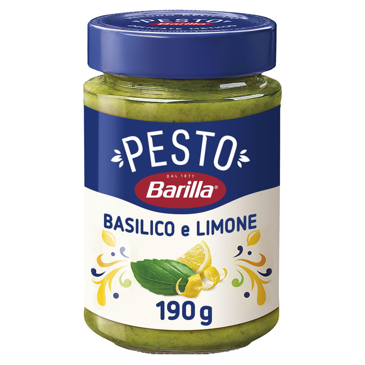 Barilla Pesto Basilico e Limone 12x190g | Glutenfreie Italienische Pasta-Sauce mit einer Note von Li