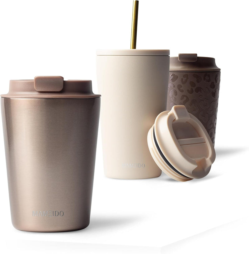 MAMEIDO Thermobecher 350ml, 470ml & 700ml - dichter Kaffeebecher to go aus Edelstahl doppelwandig is
