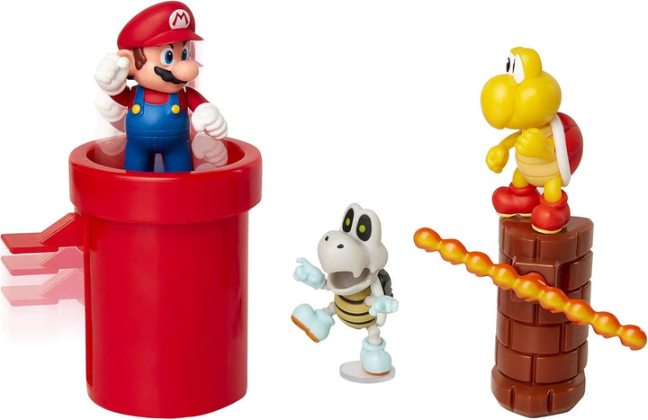 Jakks Pacific Dungeon Diorama Set, 6 cm Super Mario - Set de Figuras Mundo Dungeon Bunt, Verlies – S