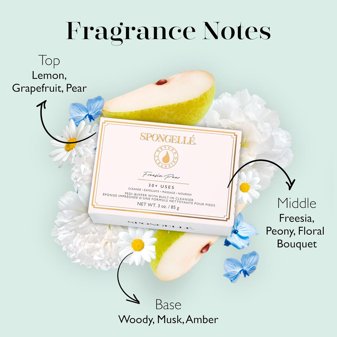 Spongellé Pedi-Puffer – Reinigen, Peeling & Polieren der Füsse – Freesie Birne, Freesie Birne