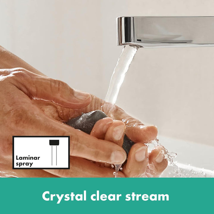 hansgrohe Waschtischarmatur Finoris, Wasserhahn Bad mit Auslauf Höhe 110 mm, mit Push-Open Ablaufgar