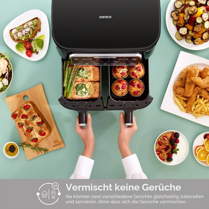 Karaca Air Cook Duo Hausmannskost XXXL 8 Liter Airfryer, Starlight, 8 Personen, Starlight