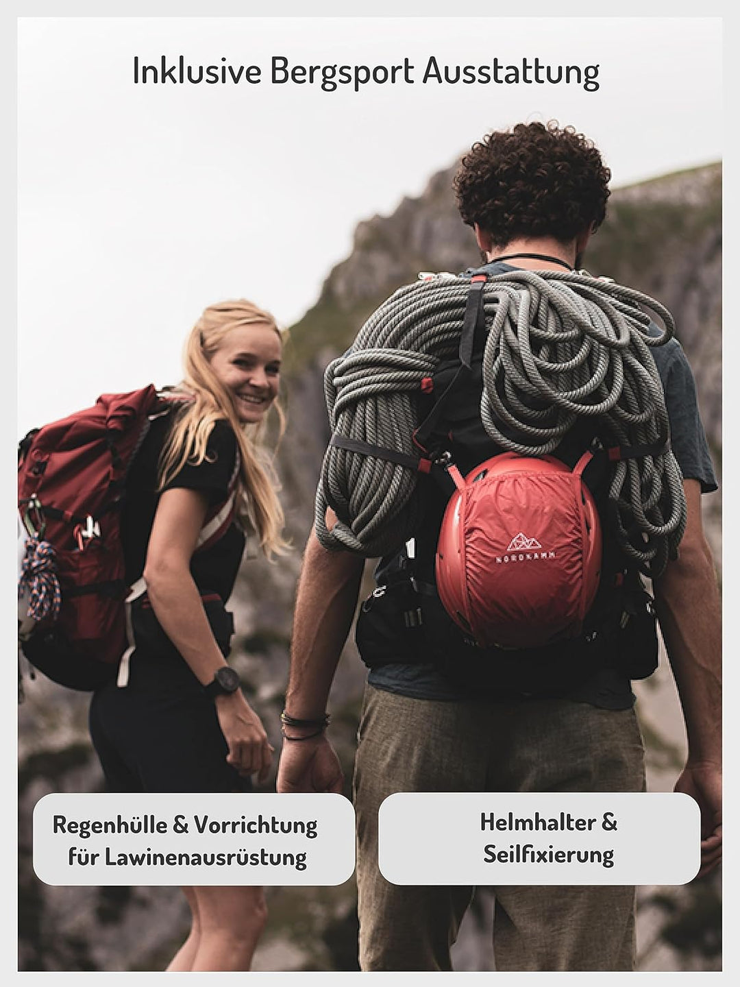 NORDKAMM® Antares Alpine Bergsport Allround Wanderrucksack 30L oder 40L, mit RollTop, Damen und Herr