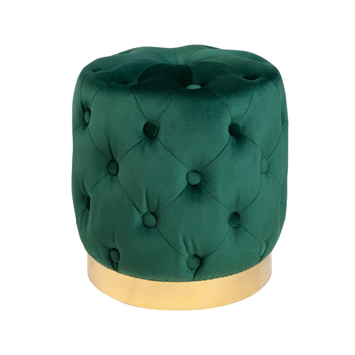riess-ambiente.de Eleganter Hocker MODERN BAROCK 37cm dunkelgrün Gold Samt Sitzhocker Samthocker, Du