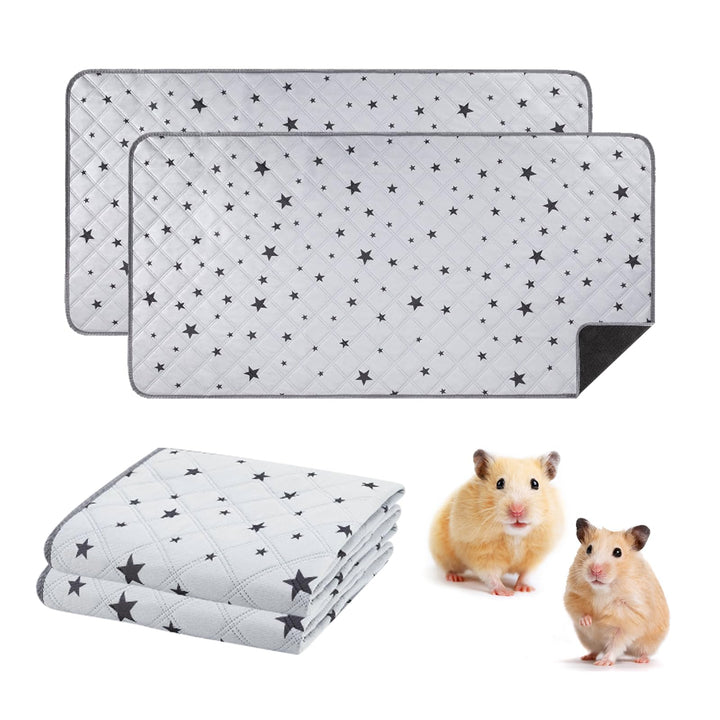 2 Stück 60x120cm Meerschweinchen Unterlage Waschbar, Pipipads Meerschweinchen, Grau Stern, wasserdic