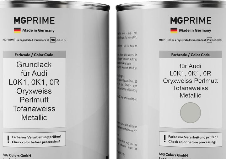 MG PRIME Autolack Dose Set für Audi L0K1 / 0K1 / 0R Oryxweiss Perlmutt/Tofanaweiss Metallic Grundlac