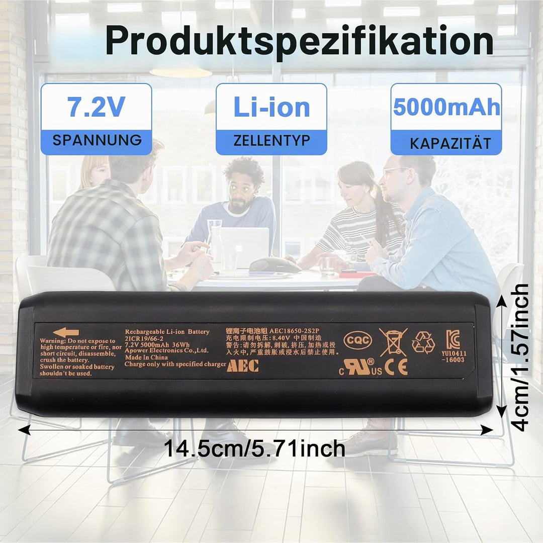 7,2 V 5000 mAh 36 Wh Ersatzakku, kompatibel mit Konftel 300M 300MX 300W 300WX, PN: Akku für Konftel