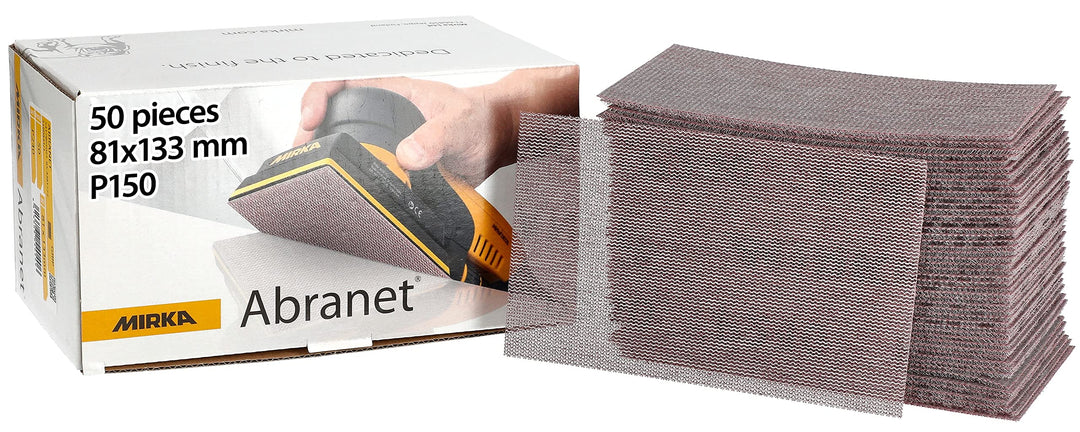 Mirka Abranet Netz-Schleifstreifen 81x133 mm Klett / Korn P150 / 50 Stk / zum Schleifen von Holz, Sp