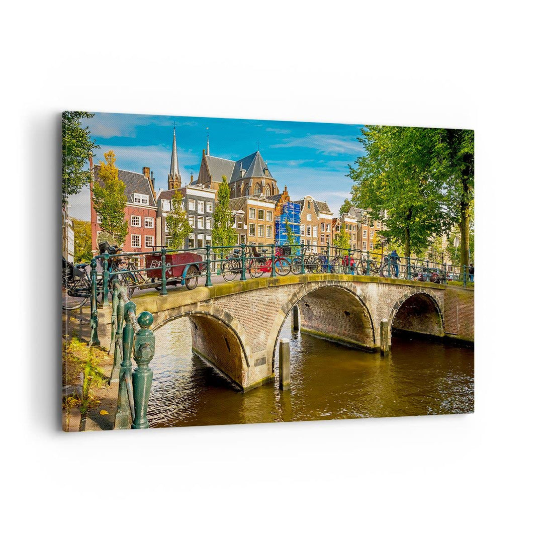 Bilder auf Leinwand 100x70cm Leinwandbild amsterdam Bögen Architektur Gebäude Gross Wanddeko Bild Sc