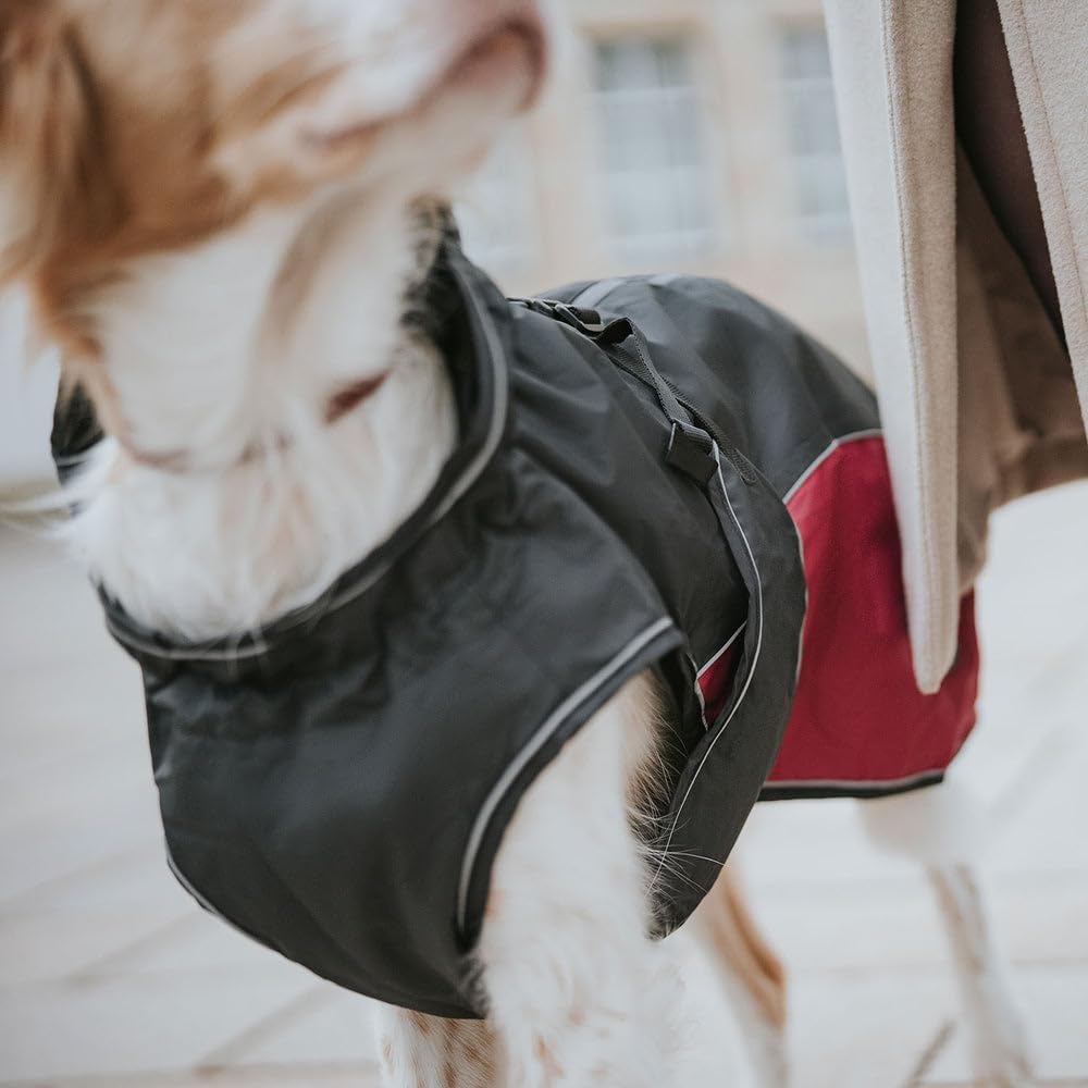HUNTER UPPSALA COZY Hundemantel, Wintermantel, wasserabweisend, reflektierend, 35, anthrazit/rot ant