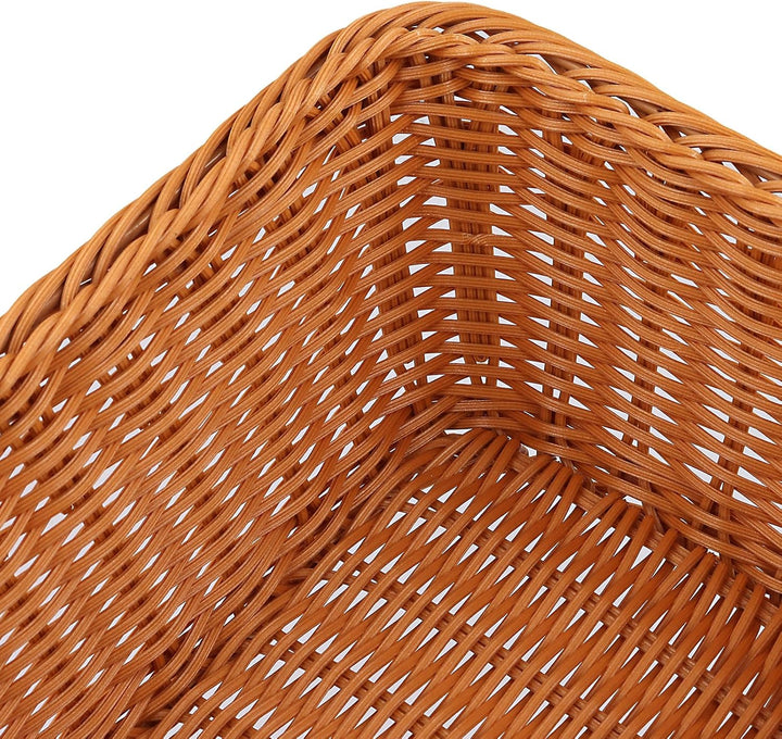 FUNSUEI 4 Stück 30 x 20 x 10 cm Brotkorb Kunststoff, Brotkörbchen Plastik Rechteckig, Rattan Korb Br
