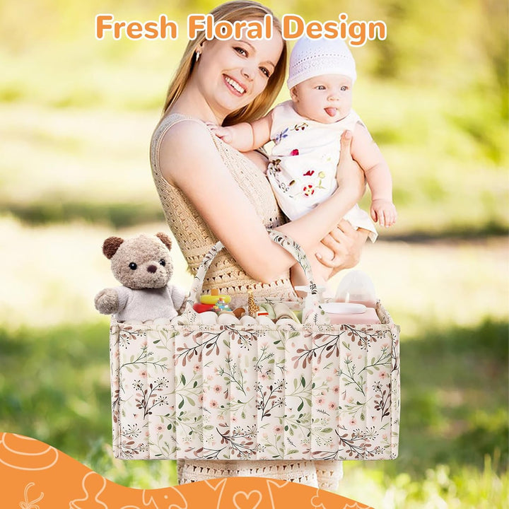 Wickeltasche Organizer, Wickeltisch Organizer, Diaper Bag mit Blumenmuster und Herausnehmbaren Fäche