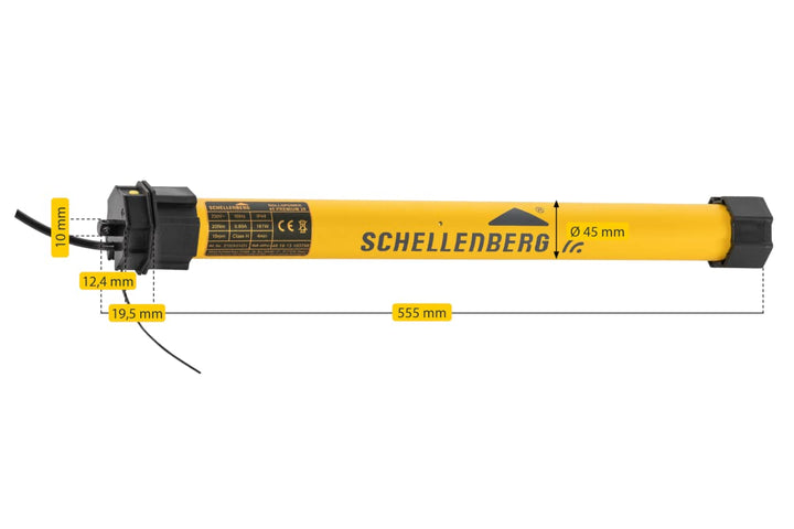 Schellenberg 21220 Rolladenmotor mit Funk neue Generation, 20 Nm, bis 8,5 m² Fläche, Funk Endlagenei