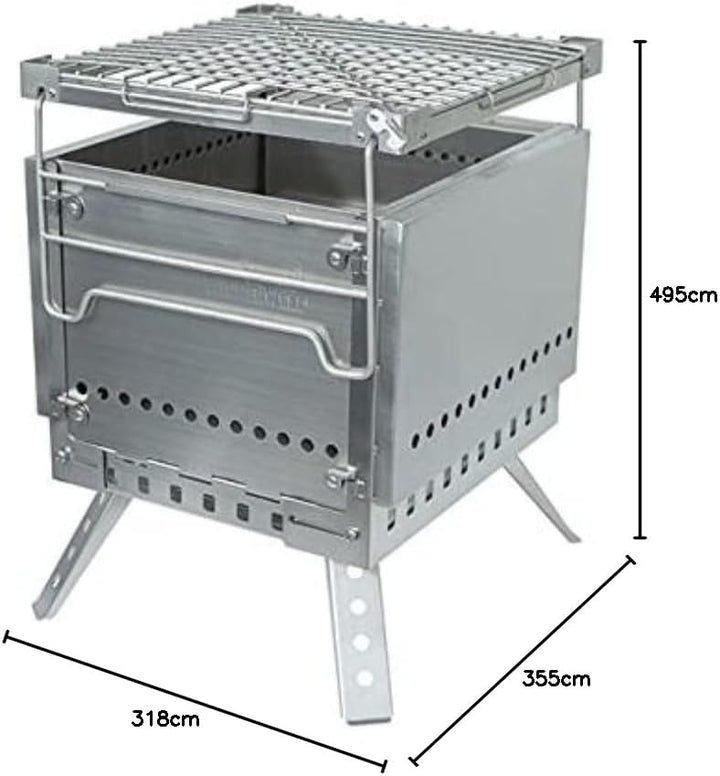 Winnerwell Tragbare Grill-Feuerstelle mit Sekundärverbrennung, Holzkohlebrennstoff, Edelstahl, freis