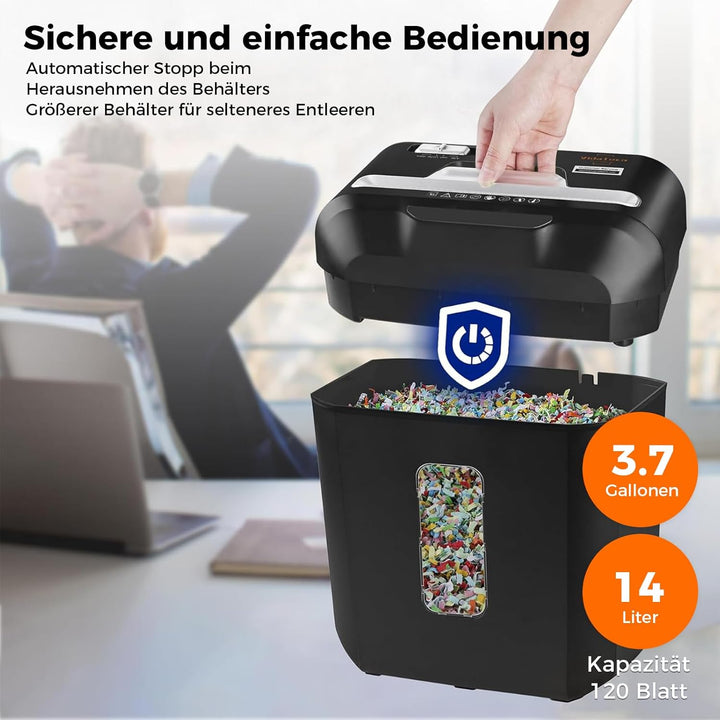 Schredder, 10 Blatt Kreuzschnitt (P-4) Aktenvernichter, VidaTeco Partikelschnitt Papierschredder für