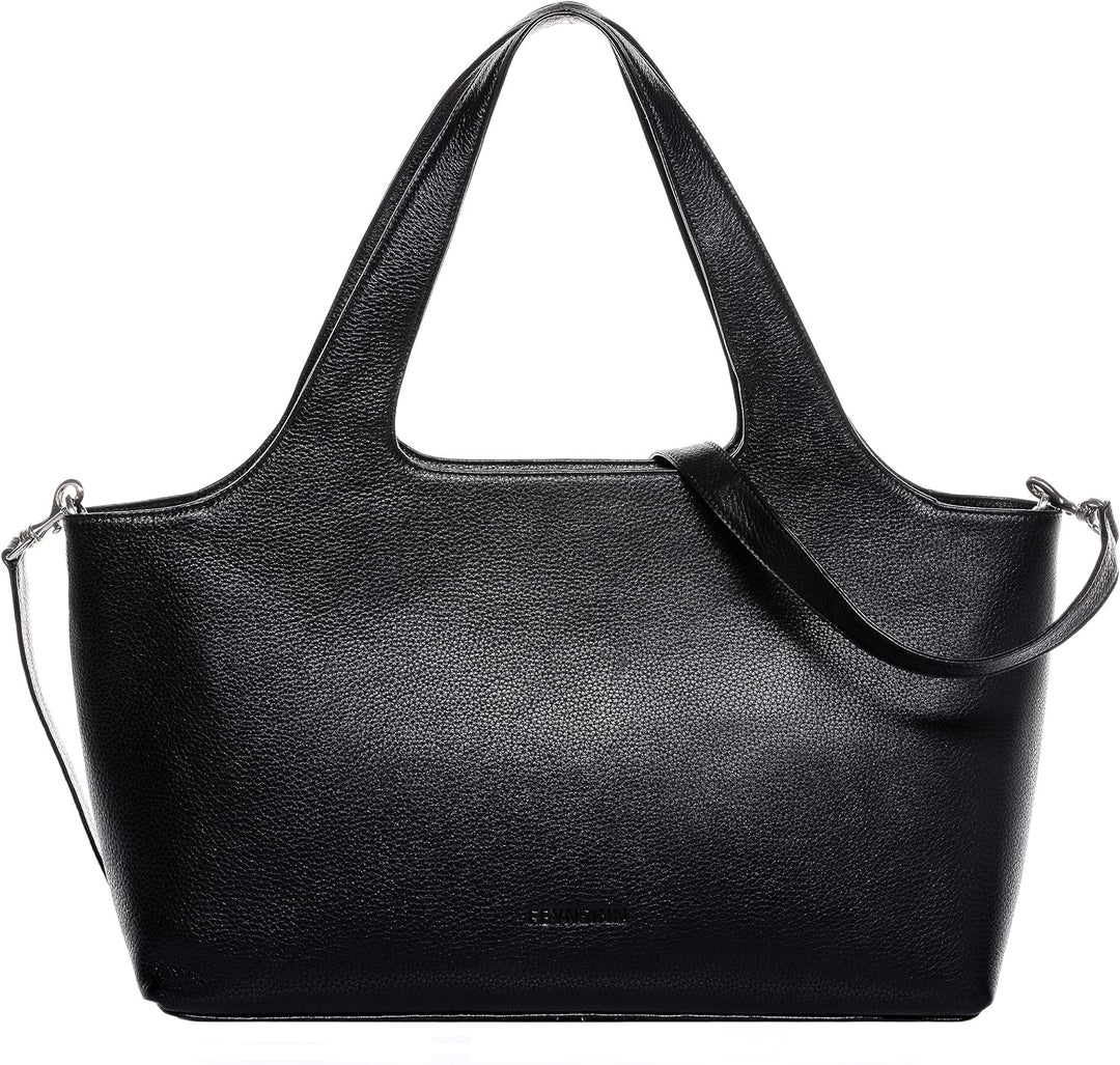 FEYNSINN BERLIN elegante Handtasche mit langen Henkeln NEA aus Nappa-Leder I Henkeltasche gross Lapt