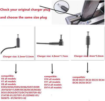 ladekabel für Dyson V10 V11 V12 V15 SV12 SV14 SV15 SV20 SV22 Staubsauger, 30,45V Ladegerät/Netzteil/