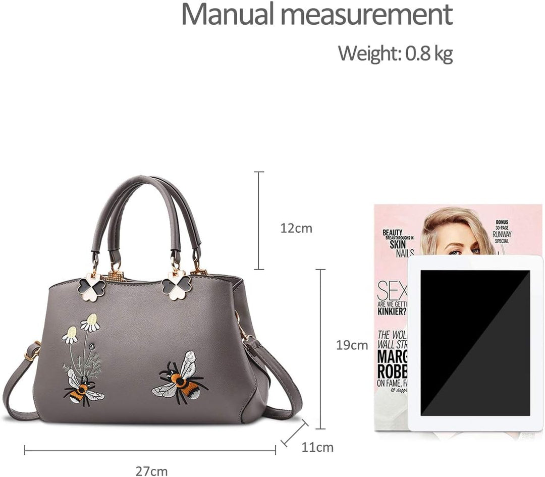 NICOLE&DORIS Handtaschen Damen Mode Schultertasche Geldbörse Retro Umhängetasche Frau Tote Stickerei