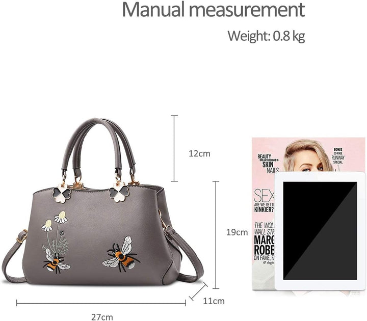 NICOLE&DORIS Handtaschen Damen Mode Schultertasche Geldbörse Retro Umhängetasche Frau Tote Stickerei