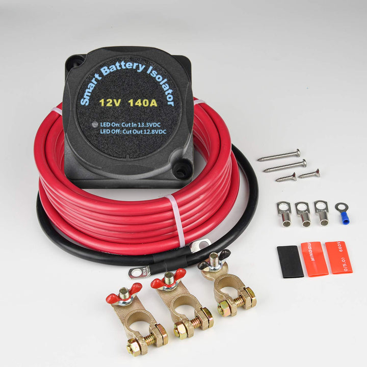 APIELE Doppelbatterie-Isolator-Kit 12 V 140 Ampere Spannungsempfindliches Relais VSR Automatisches L