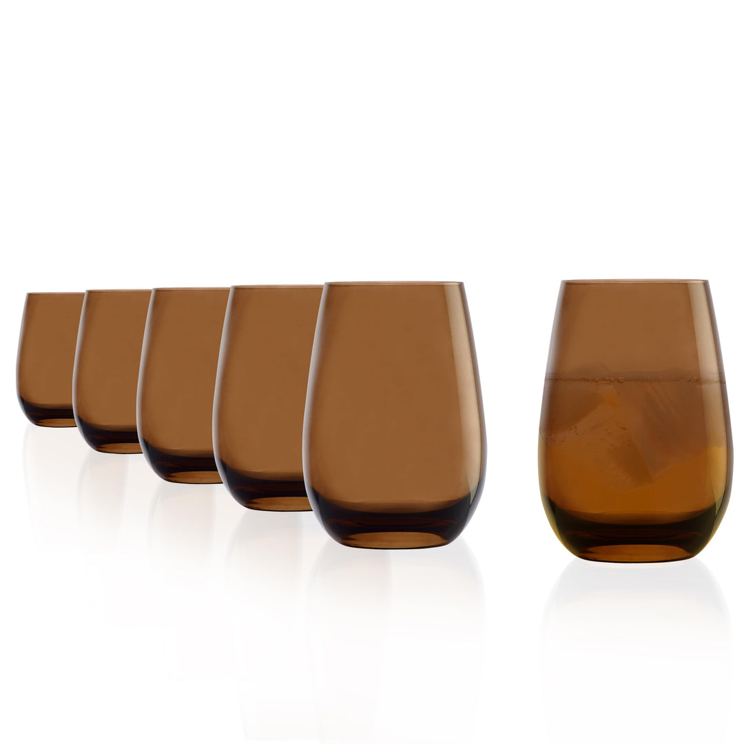 Stölzle Lausitz Gläser ELEMENTS 465 ml Braun I Trinkgläser 6er Set I Gläser-Set spülmaschinenfest I