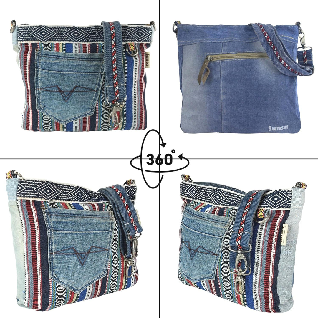 Sunsa Damen Taschen Umhängetasche Handtasche Canvas & Jeans. Grosse Boho Crossbody Tasche/bag Schult