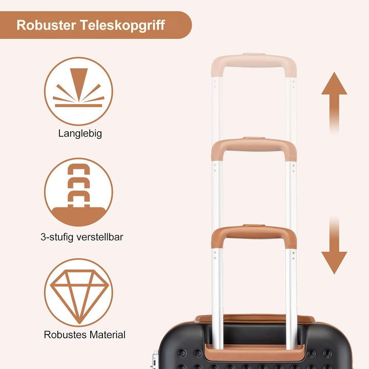 KONO Mittelgrosser Koffer 65 x 42.5 x 25.5 cm, Hartschalenkoffer aus ABS+PC mit TSA-Schloss, 4 Rolle
