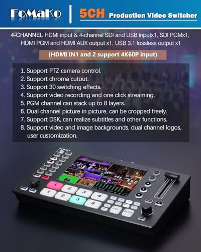FoMaKo NDI HX3 PTZ Kamera Set, 30x Optischer Zoom KI-Auto-Tracking, mit 2*KN30A Pro NDI Kamera+ NDI