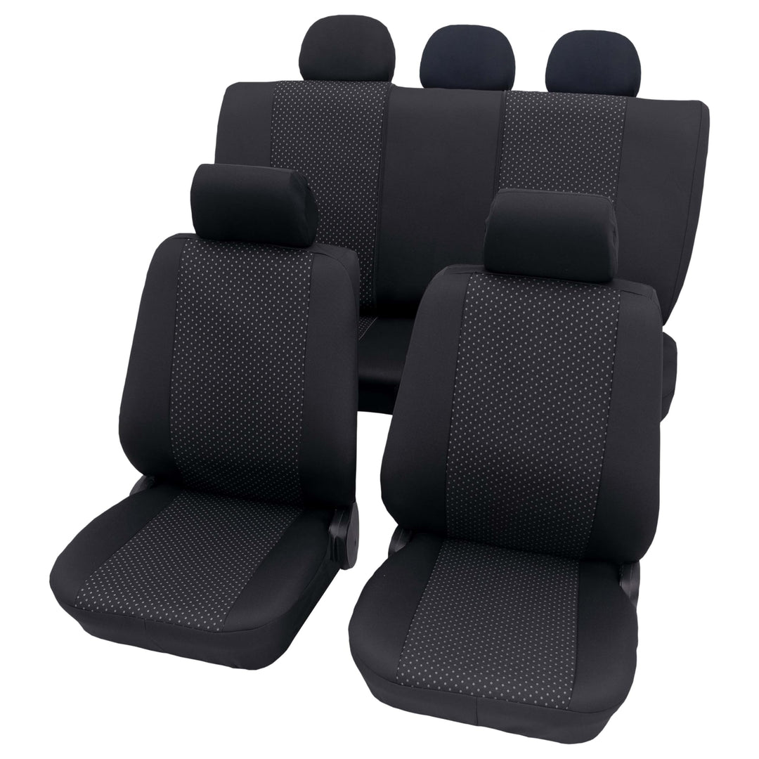 PETEX Auto Sitzbezüge Universal Komplett Set 11-teilig - Usedom grau, Eco Class mit SAB 1 Vario Komp
