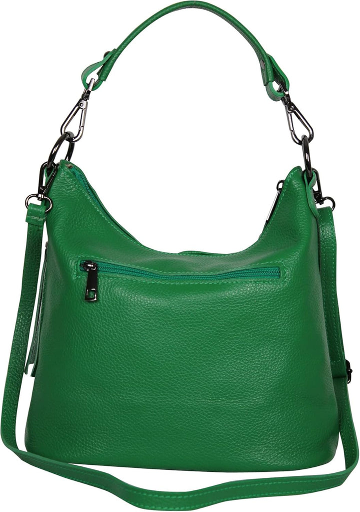 AmbraModa GLX09 - Damen Handtasche Schultertasche Beutel aus Echtleder Grün, Grün