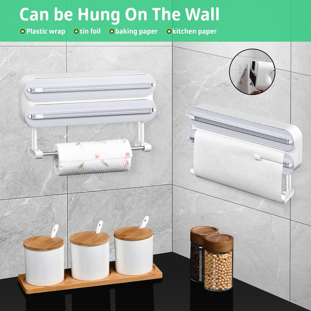 DBREAKS Wandrollenhalter Küche 3 Rollen, küchenrollenhalter magnetisch, Frischhaltefolie Schneider,