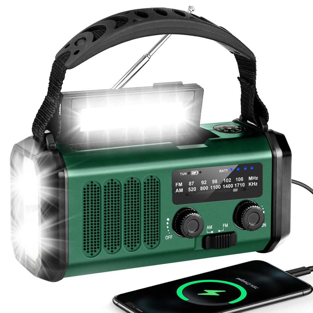 YIKANWEN Kurbelradio mit 20000mAh Akku Wiederaufladbare, Tragbar Solar Radio Dynamo Radio mit AM/FM,