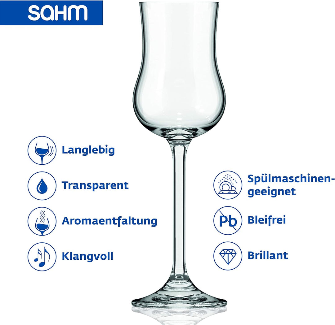 Sahm Grappagläser 6er Set - 85 ml Grappa Gläser - Spülmaschinengeeignet - Langlebige Grappagläser mi