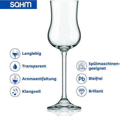 Sahm Grappagläser 6er Set - 85 ml Grappa Gläser - Spülmaschinengeeignet - Langlebige Grappagläser mi