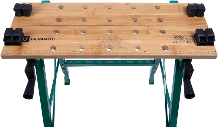 Werkbank - Spanntisch - Mit Bambus-Arbeitsplatte, maximale Belastbarkeit 150 kg