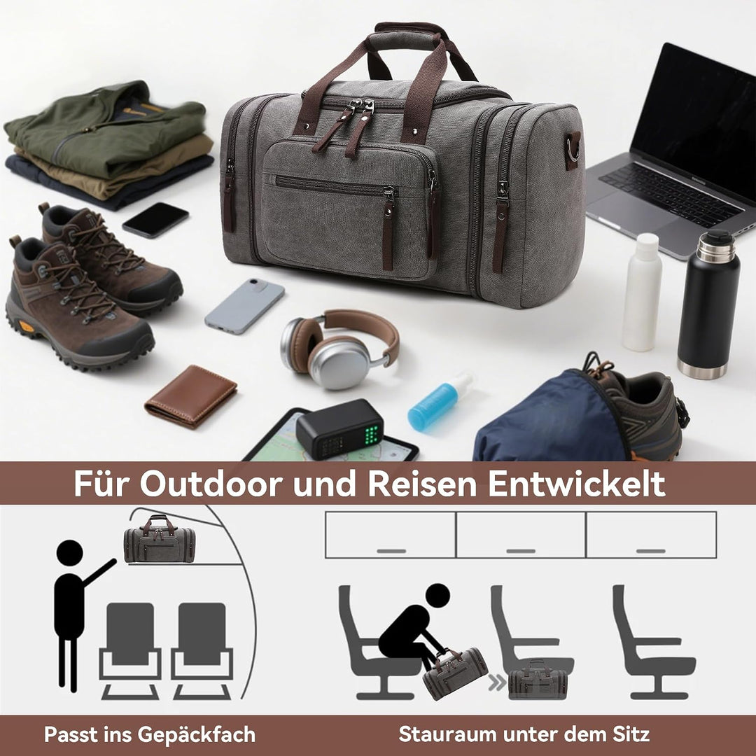 DORRISO Mode Herren Reisetasche Grosse Kapazität Erweiterbar Sporttasche 40L Elegant Handgepäck Tasc