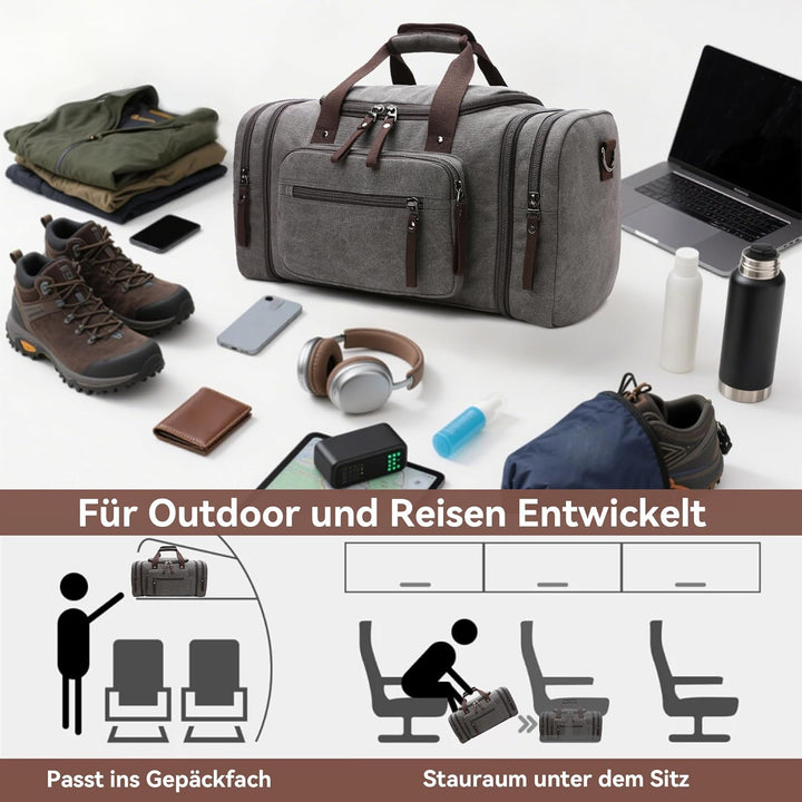 DORRISO Mode Herren Reisetasche Grosse Kapazität Erweiterbar Sporttasche 40L Elegant Handgepäck Tasc