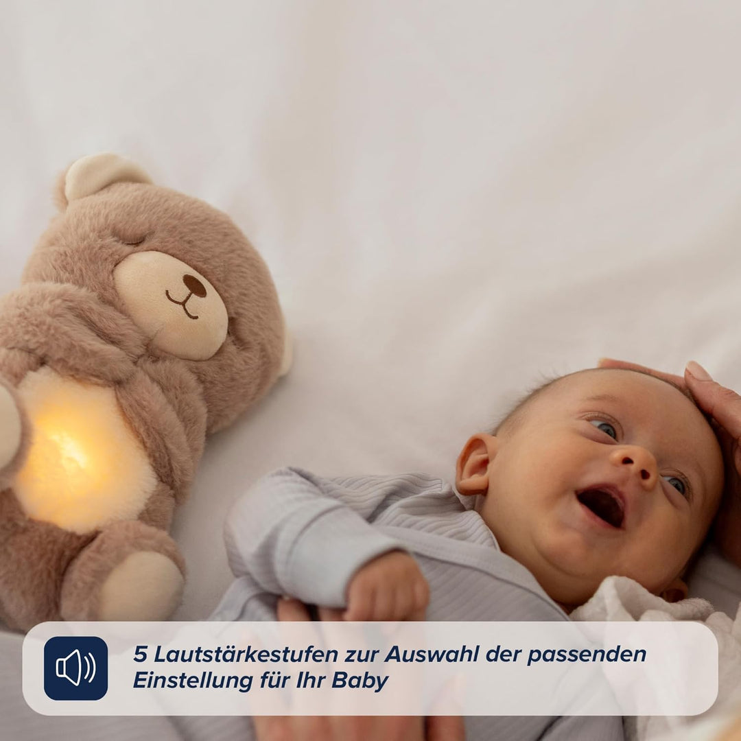 Nuby Mein Beruhigender Kuschelbär – Gute-Nacht-Kuscheltier – Musik- und Leuchtendes Baby-Nachtlicht